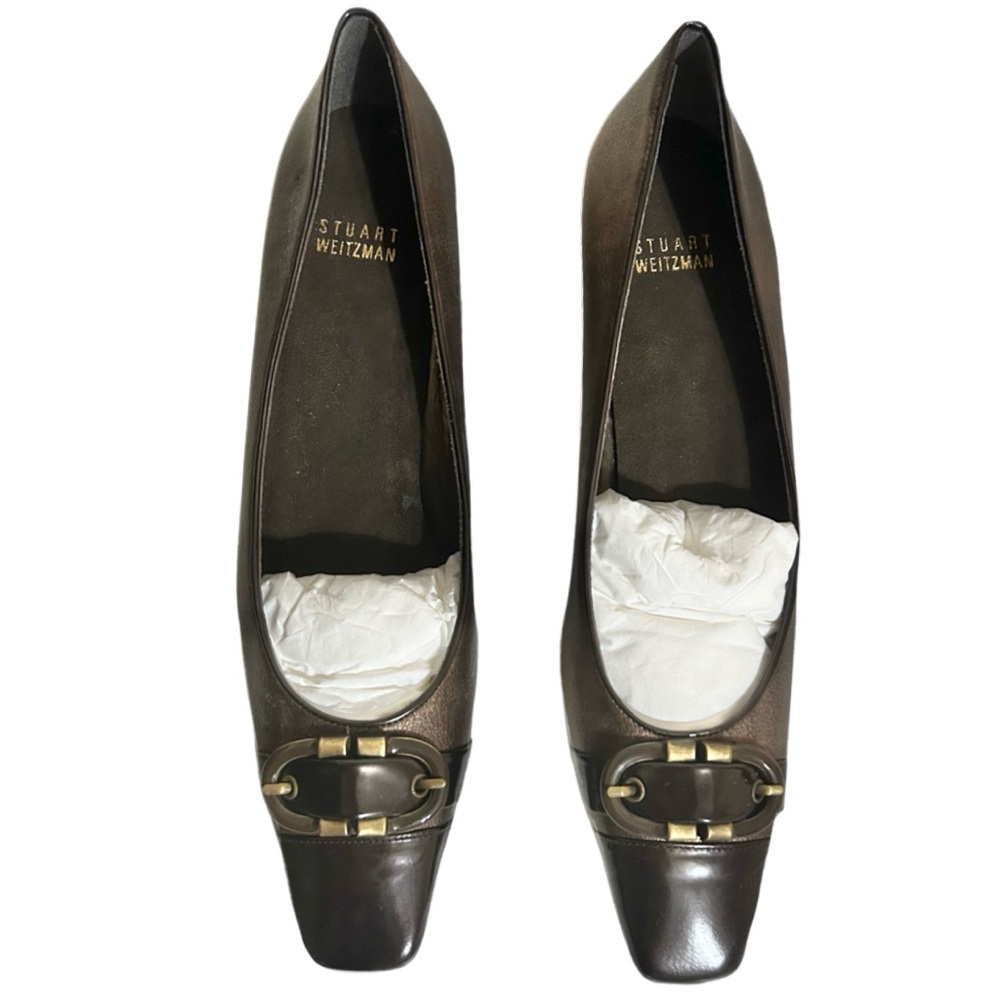 NWT Stuart Weitzman Bronze Loafers with Gold Accent